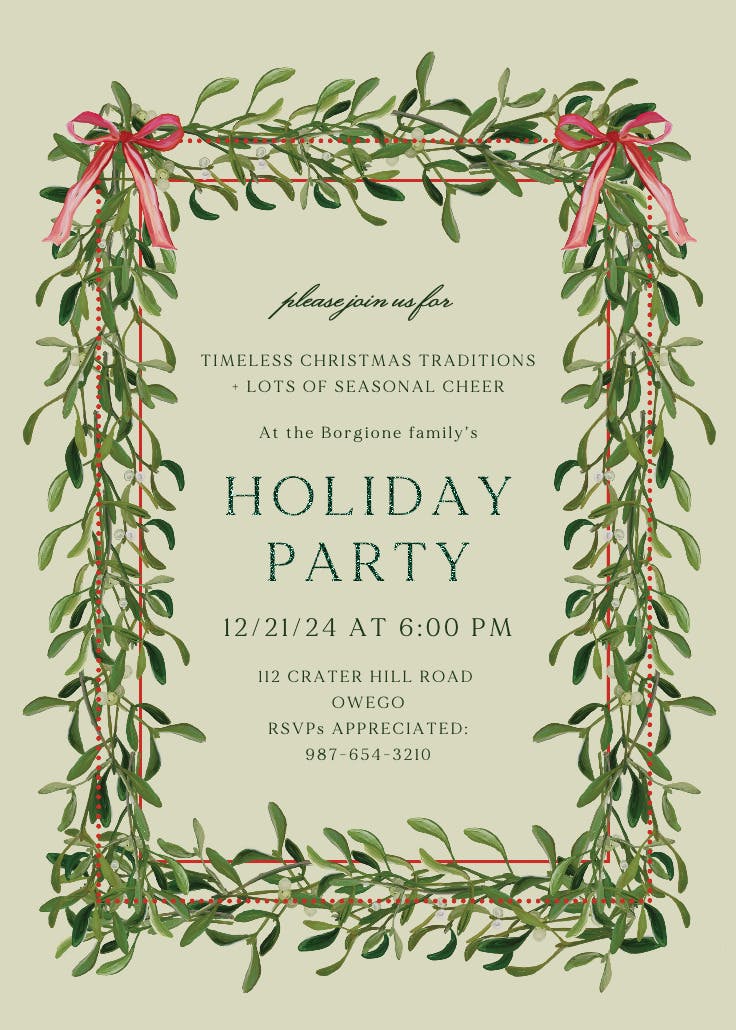 Watercolor wreath - christmas invitation