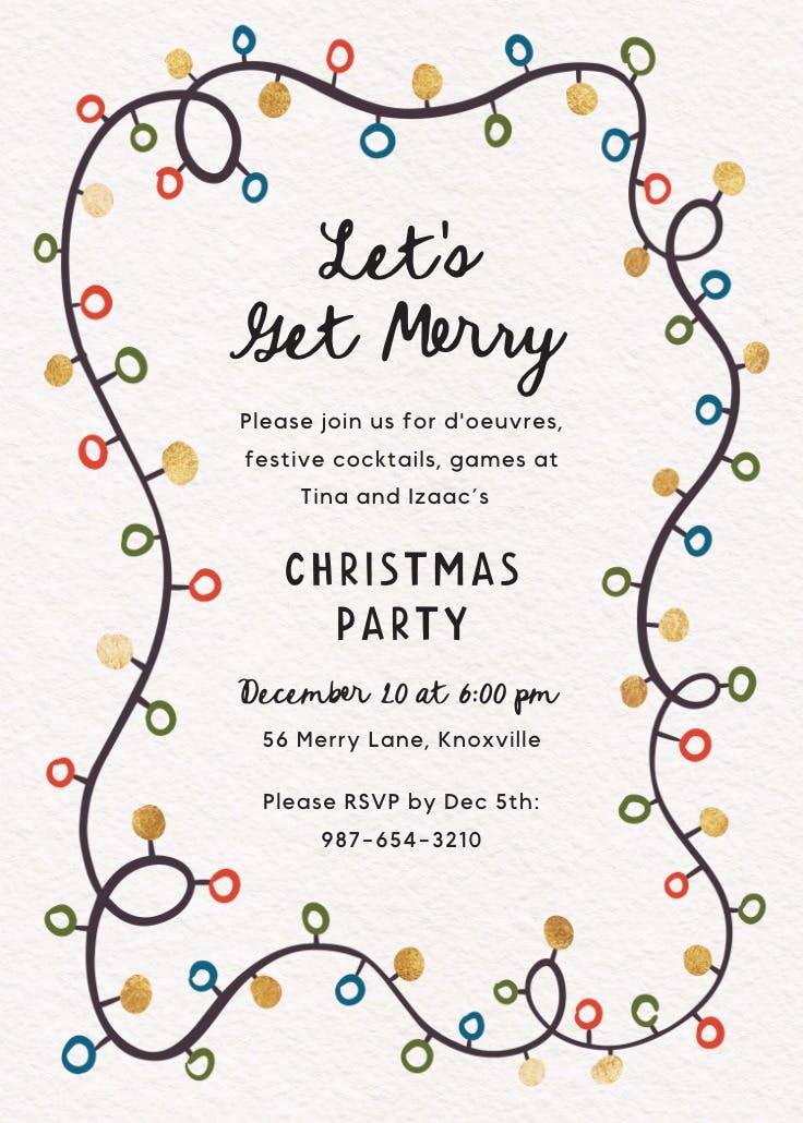 Whimsical string lights - invitación de navidad