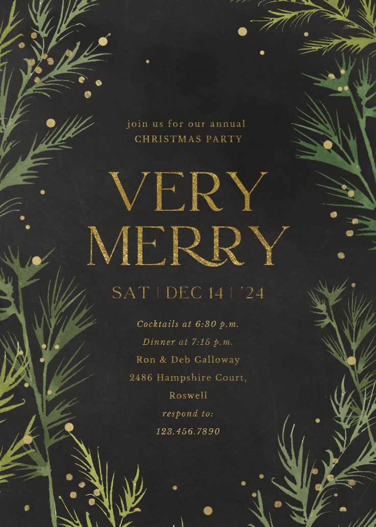 Winter greenery - Christmas Invitation Template | Greetings Island