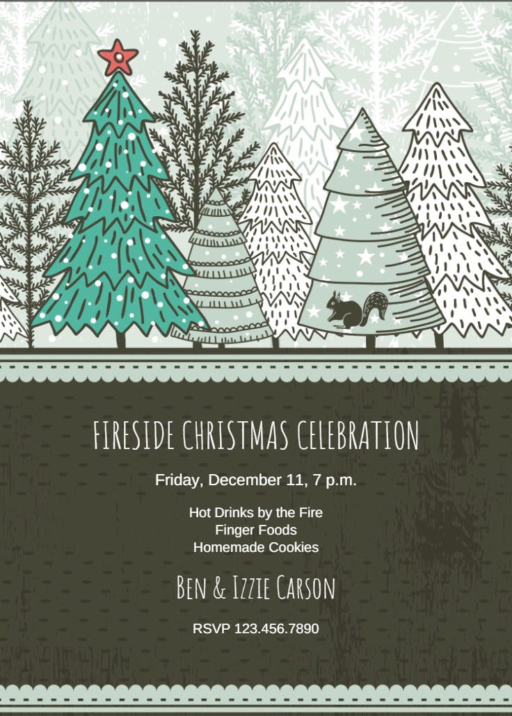 Woodcut woods - christmas invitation