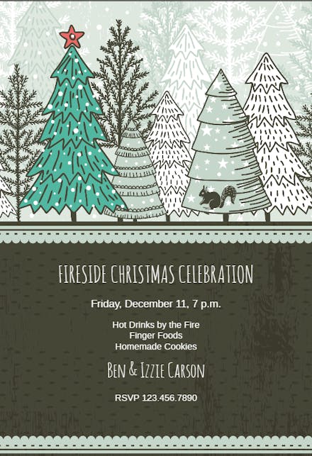 Woodcut Woods - Christmas Invitation