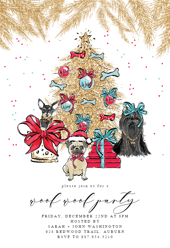 Woof Party - Christmas Invitation Template | Greetings Island