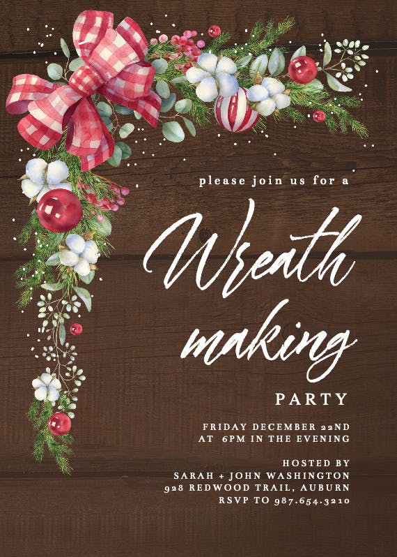 Wreath making - printable party invitation