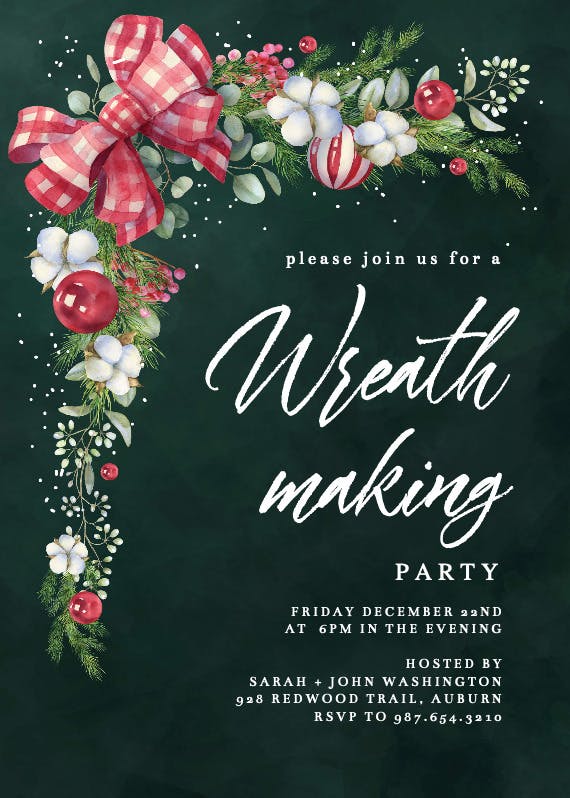Wreath making -  invitación de fiesta