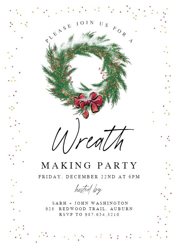 Wreath party - christmas invitation