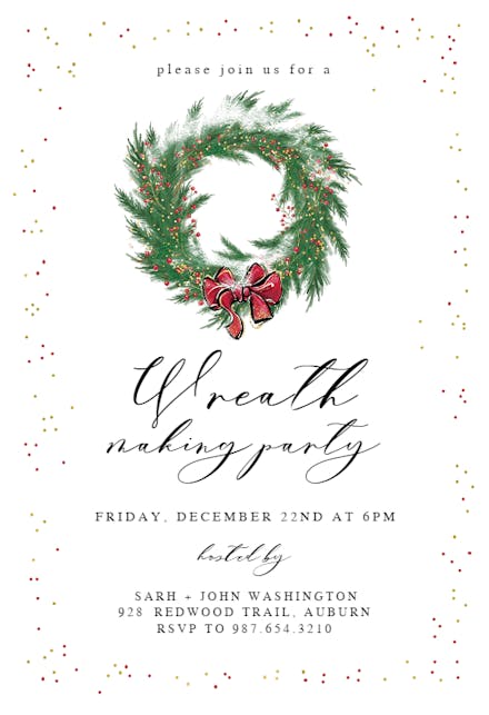 Wreath Party - Christmas Invitation