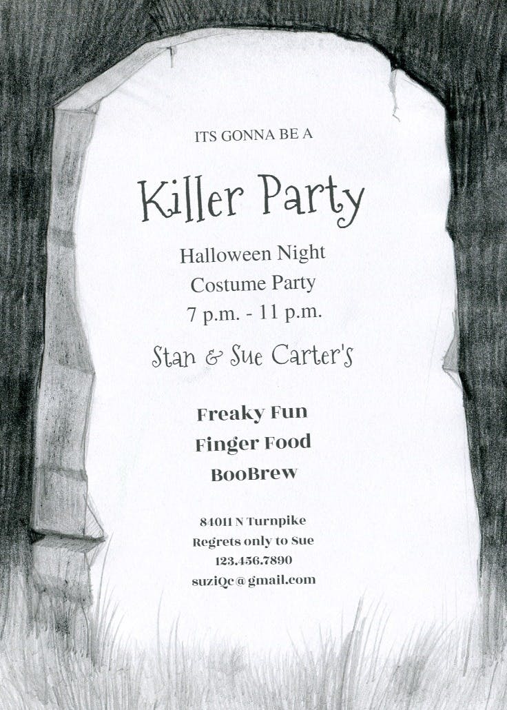 A grave - halloween party invitation