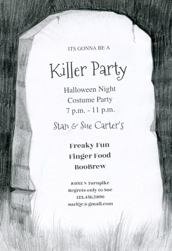 A grave - halloween party invitation