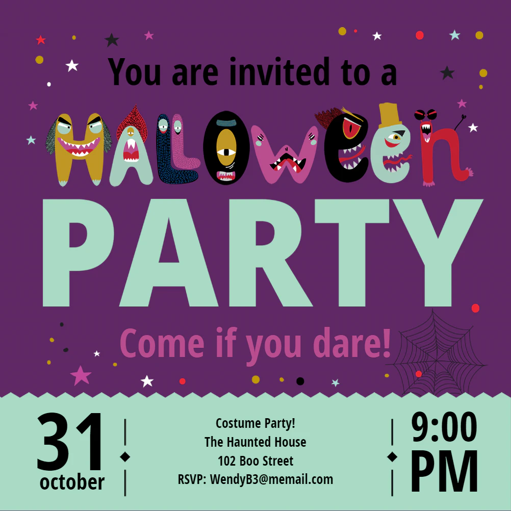 Alpha-bite Invite - Halloween Party Invitation Template (Free ...