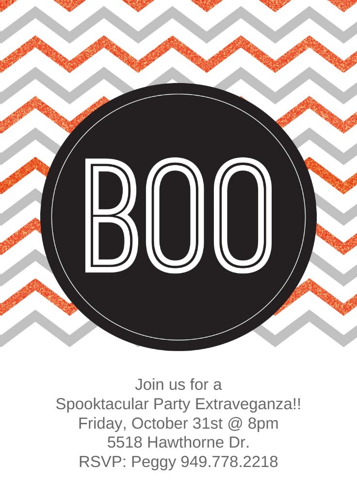 Boo stripes - halloween party invitation