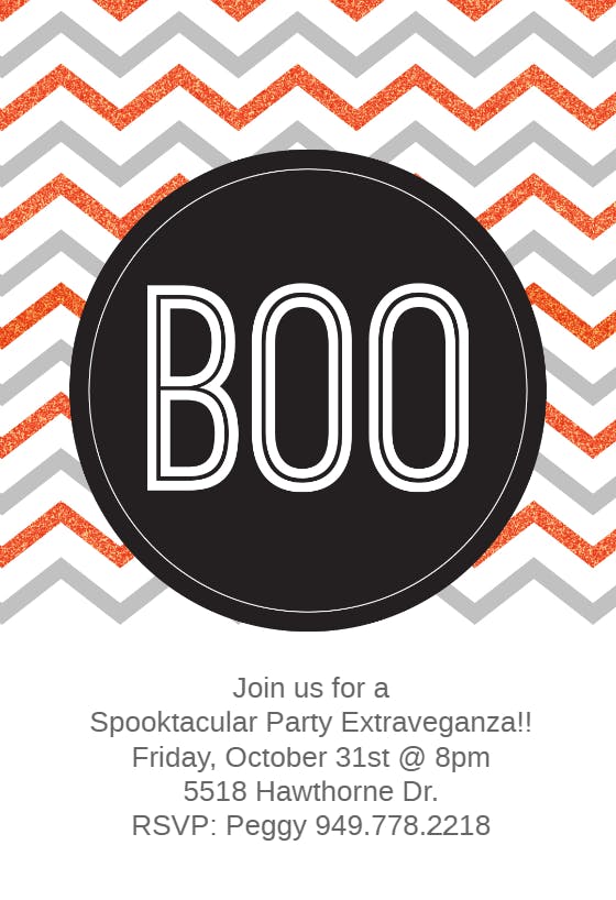 Boo stripes -  invitación de halloween