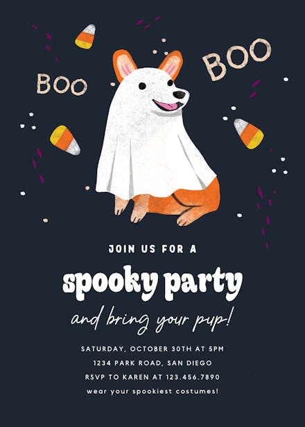 Boo woof - halloween party invitation