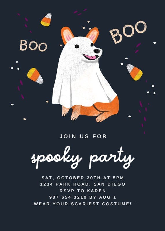 Boo woof -  invitación de halloween