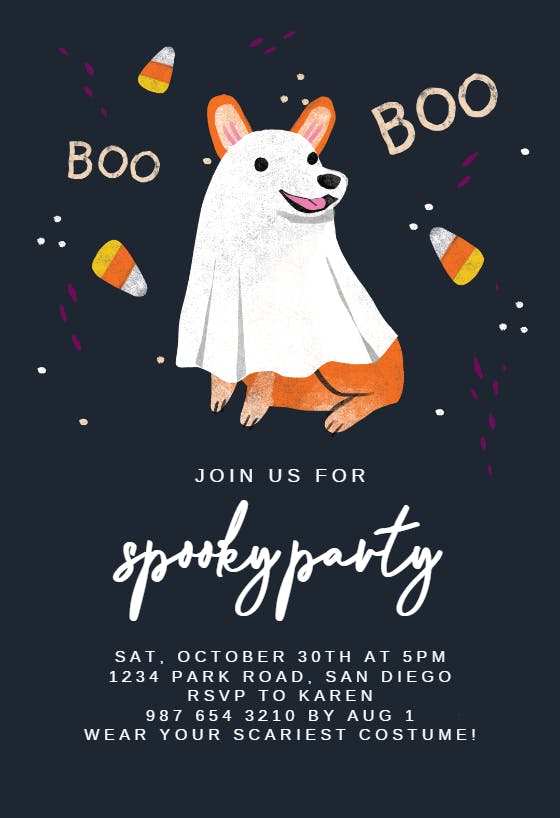 Boo woof - halloween party invitation