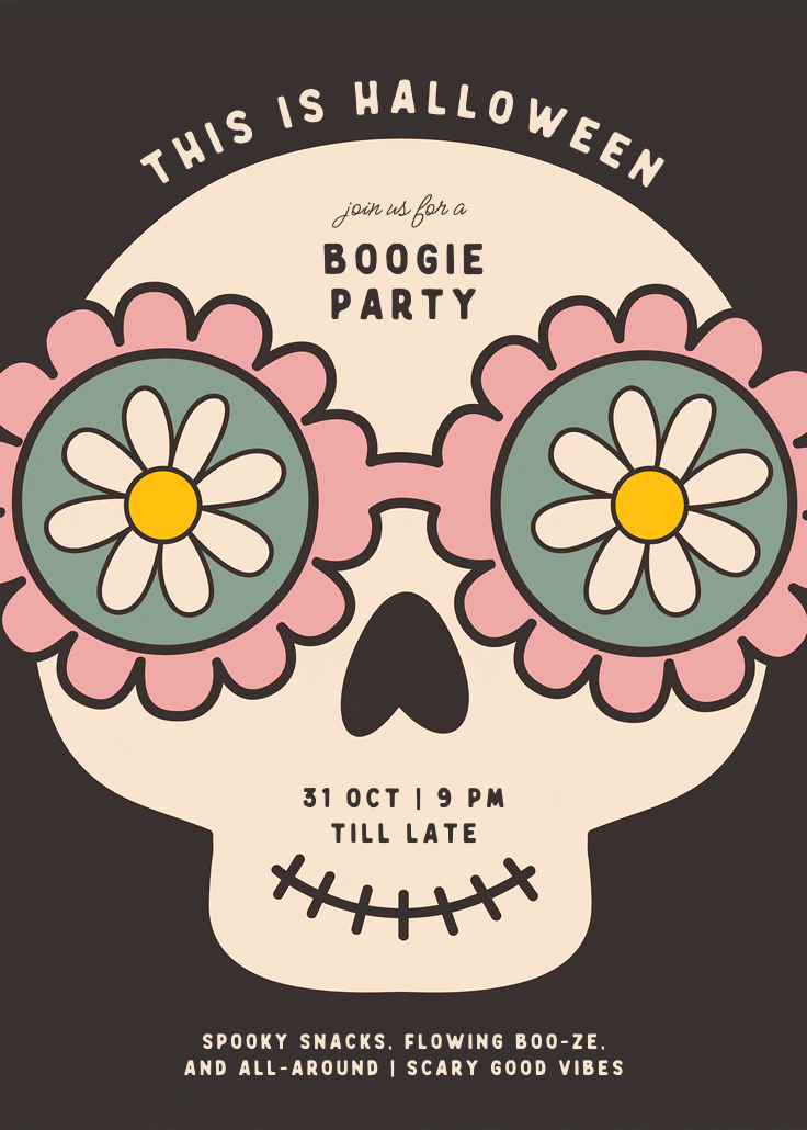 Boogie skull - halloween party invitation