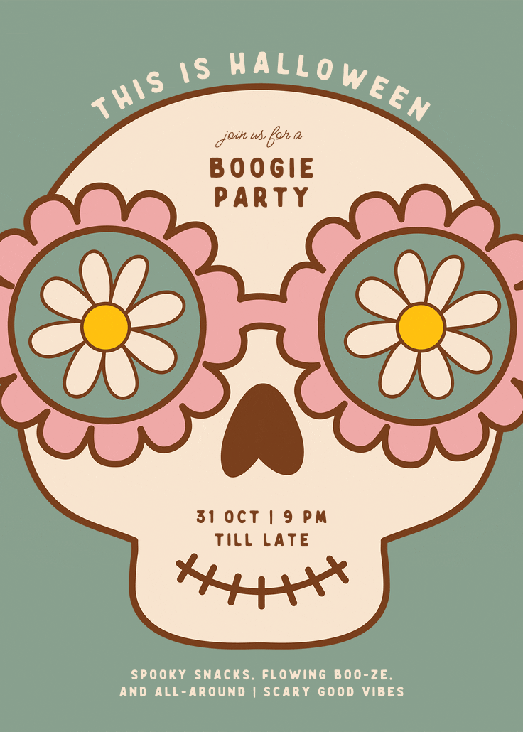 Boogie skull - halloween party invitation