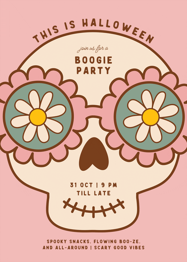 Boogie skull - halloween party invitation