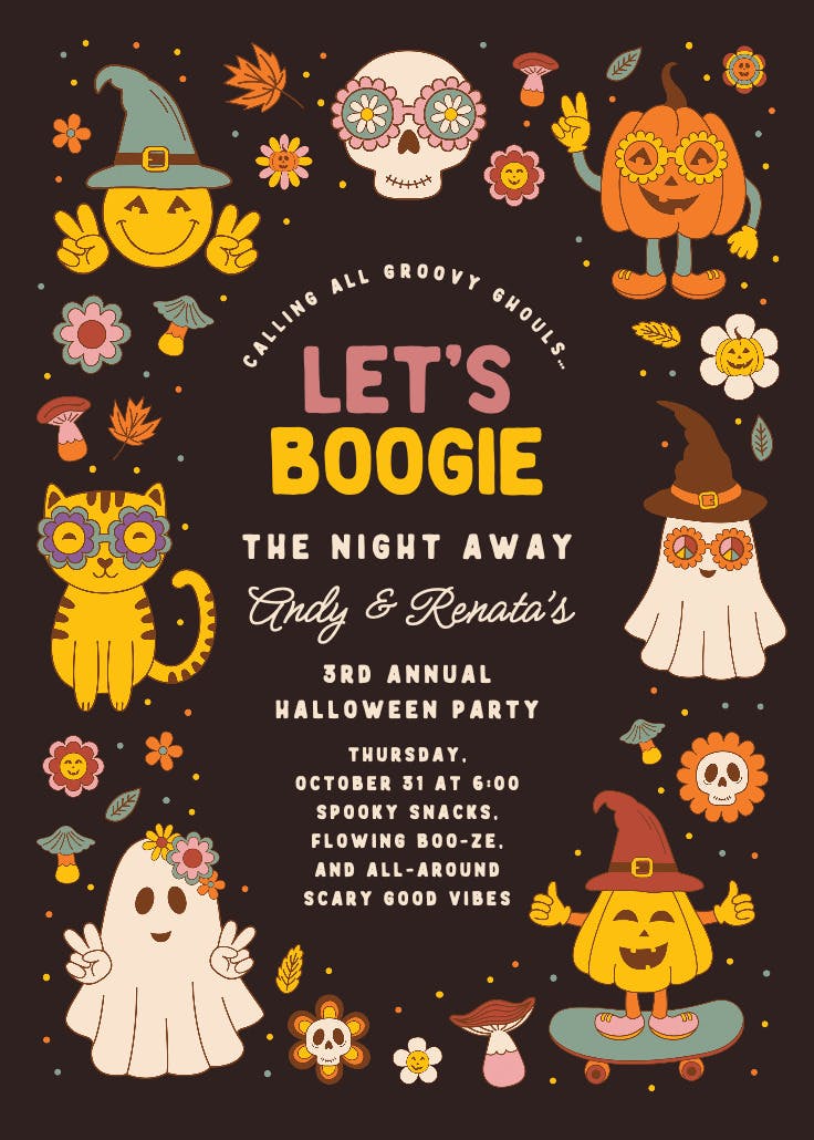 Boogie with the boo crew - invitación de halloween