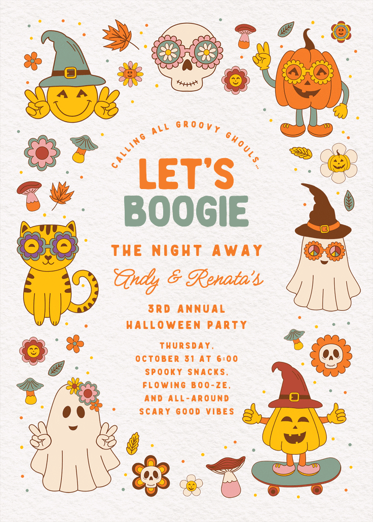 Boogie with the boo crew - halloween party invitation