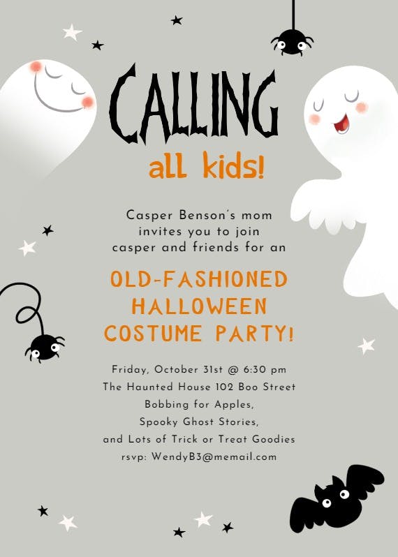 Calling all kids - halloween party invitation