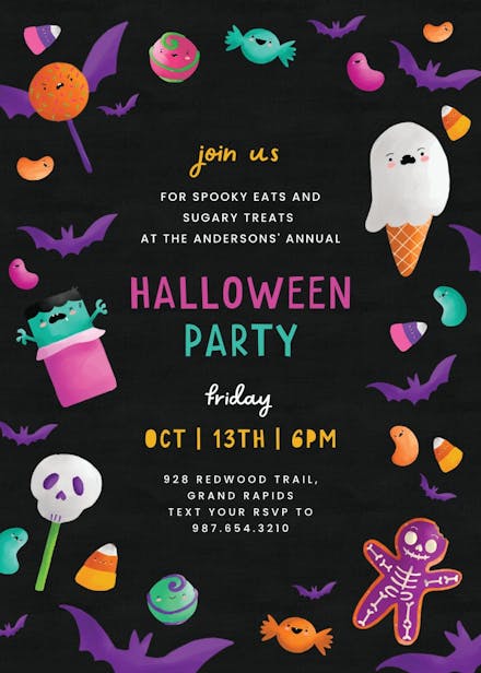 Candy frame - halloween party invitation