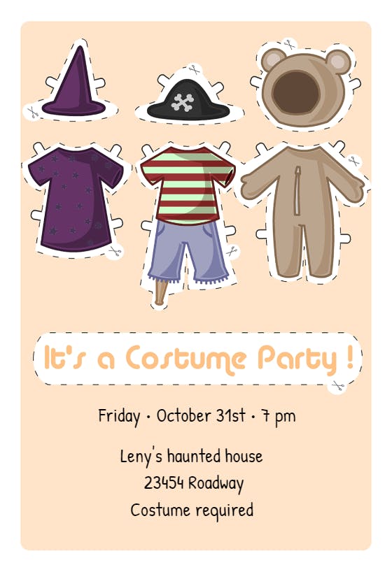 Costume party - holidays invitation