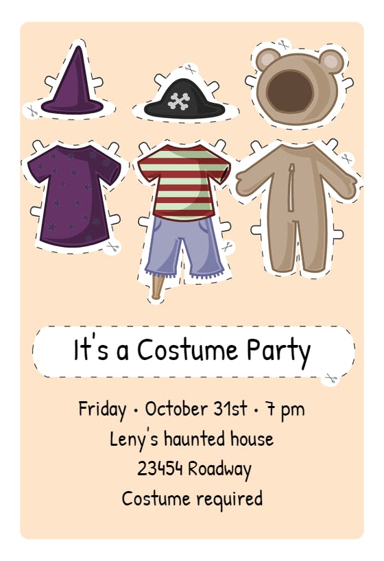 Costume party - halloween party invitation