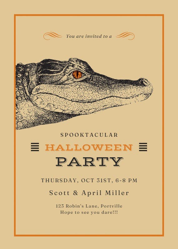 Crocodile - halloween party invitation
