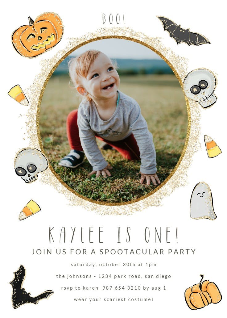 Cute halloween photo - invitación de cumpleaños