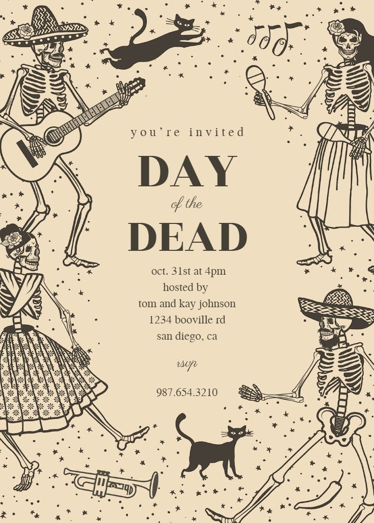 Dancing dead - halloween party invitation