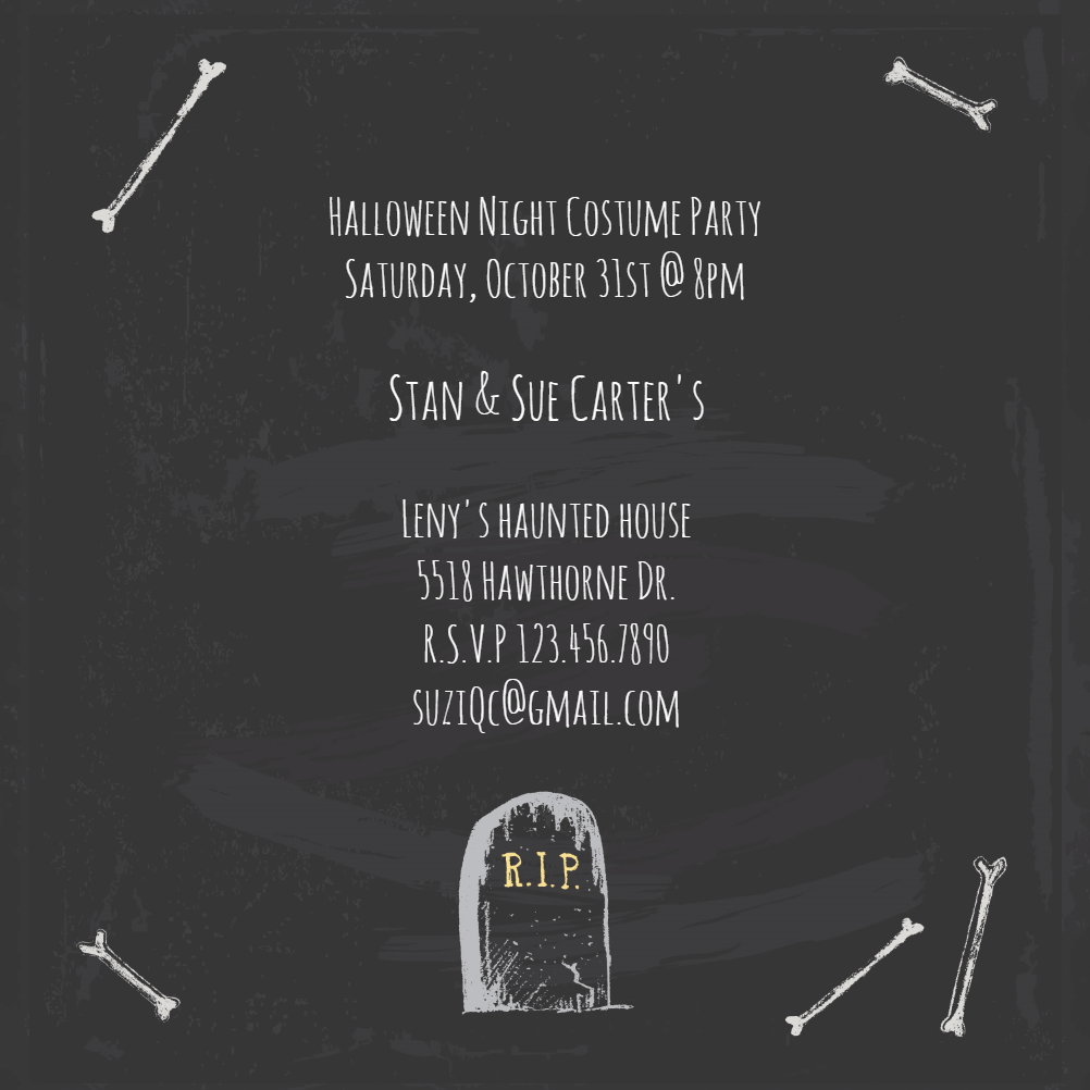 Deadly Party Halloween Party Invitation Template (Free) Greetings