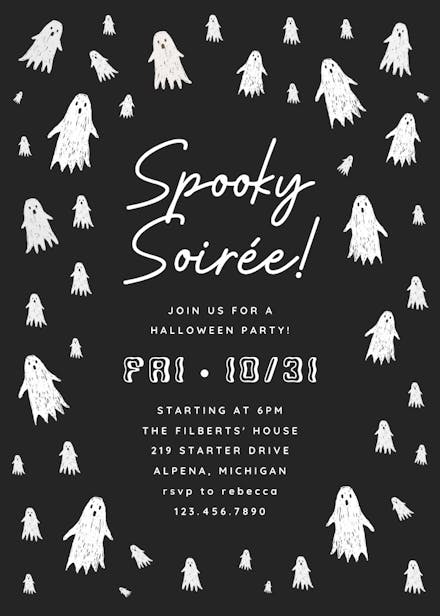 Ghostly party - halloween party invitation
