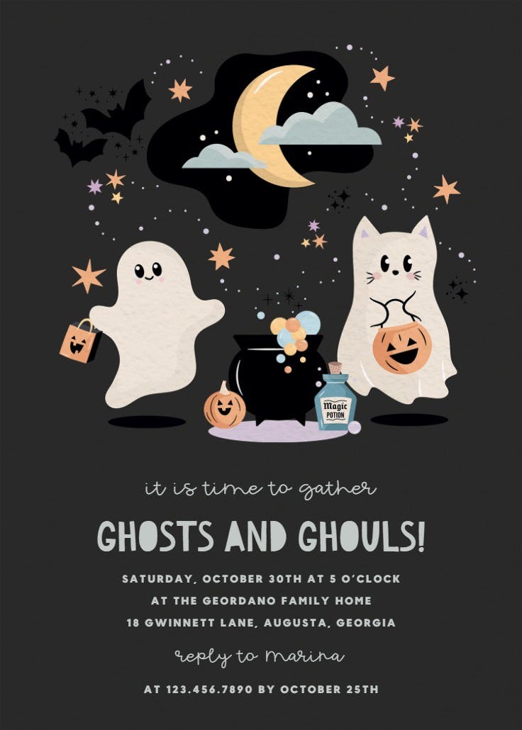 Ghouls gather - invitación de halloween