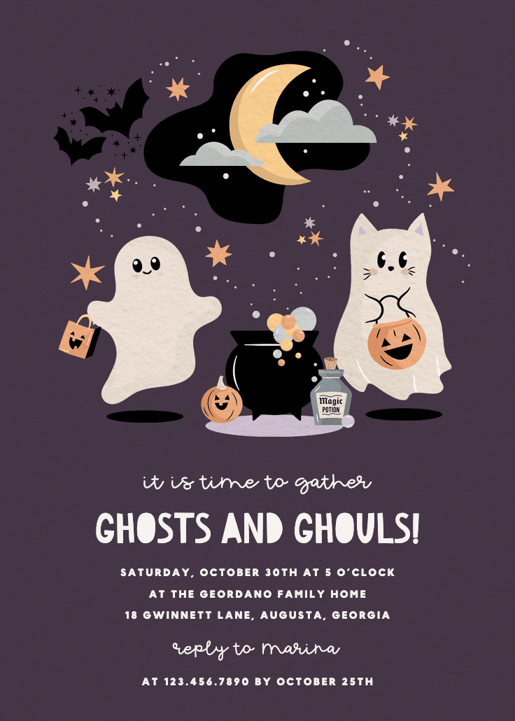 Ghouls gather - halloween party invitation