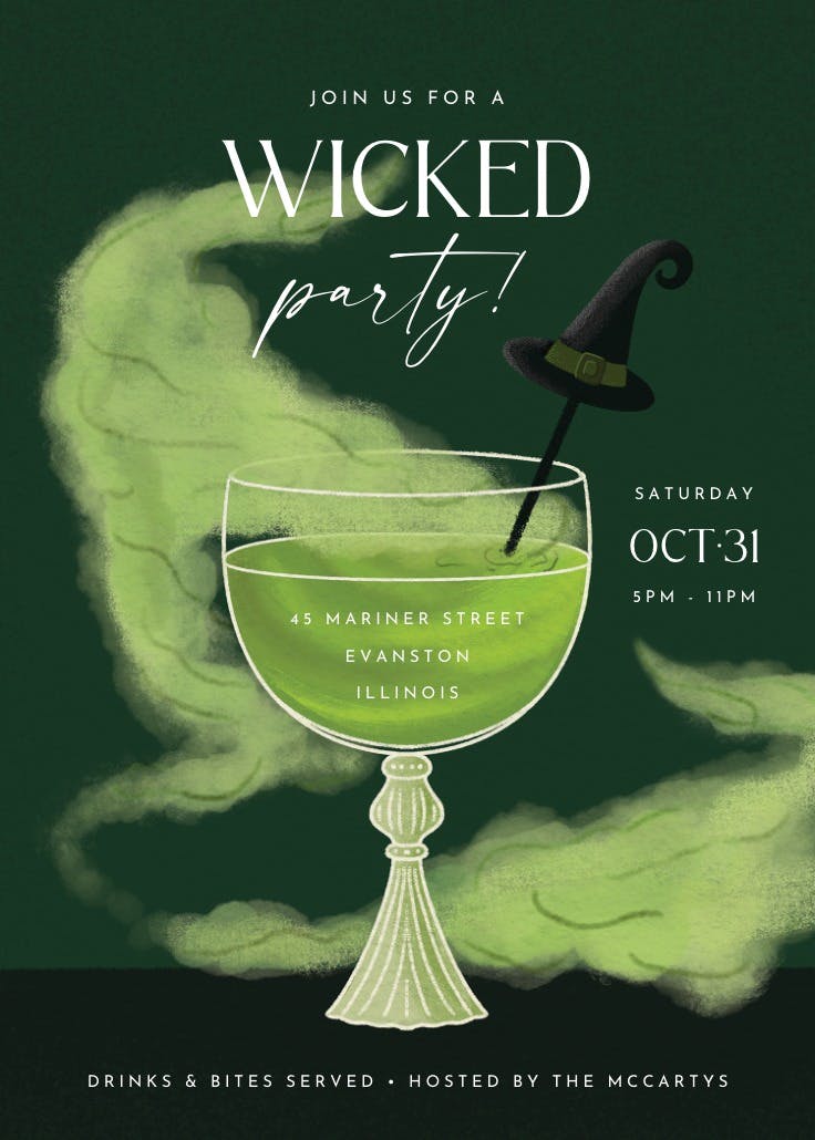 Glowing green - halloween party invitation