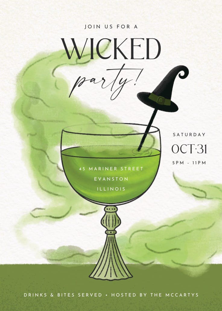 Glowing green - halloween party invitation