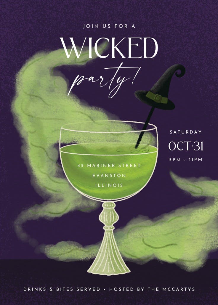 Glowing green - halloween party invitation