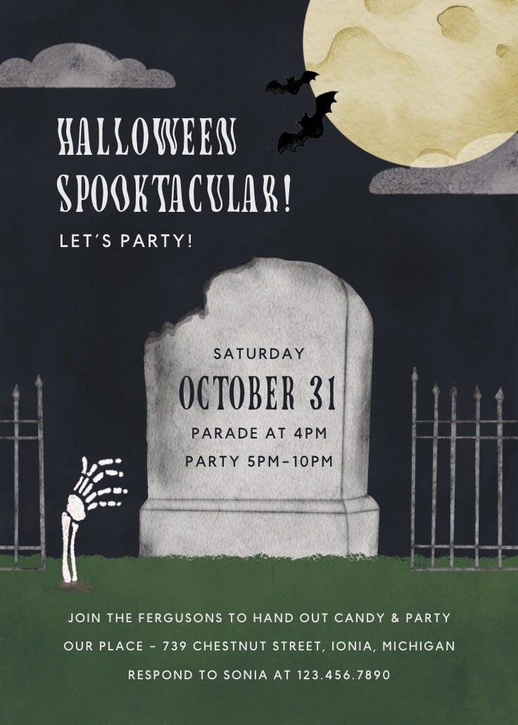 Graveyard gathering - halloween party invitation
