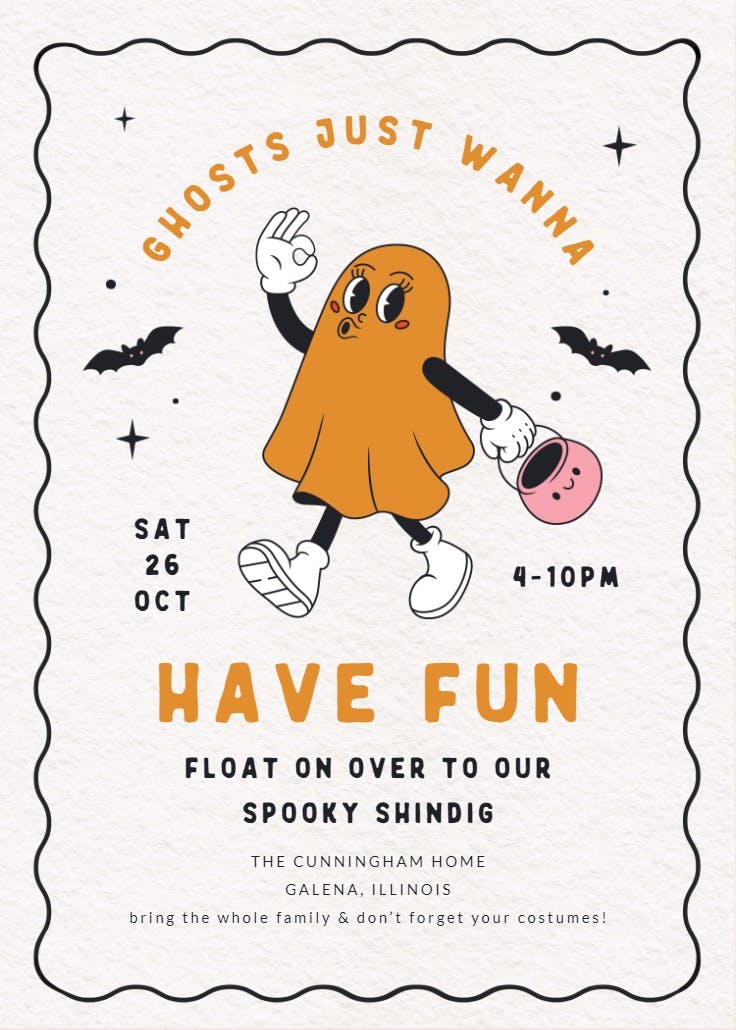 Groovy ghost - halloween party invitation