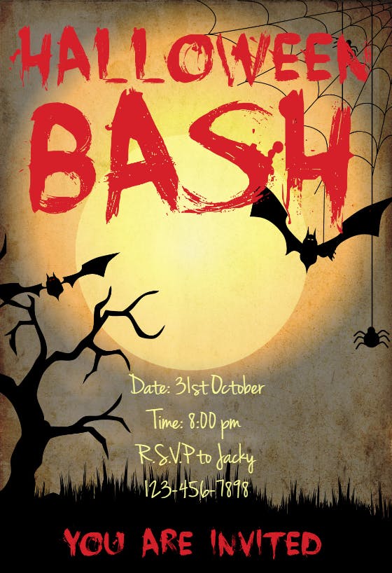 Halloween bash - halloween party invitation