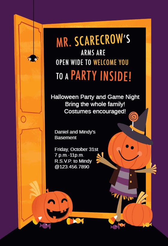 Halloween game night - halloween party invitation