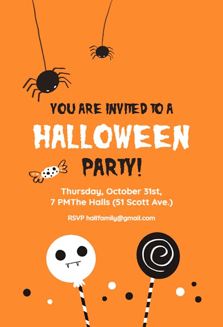 Halloween Treats Party - Halloween Party Invitation Template (Free ...