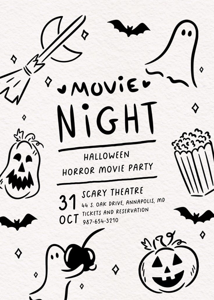 Horror movie - halloween party invitation