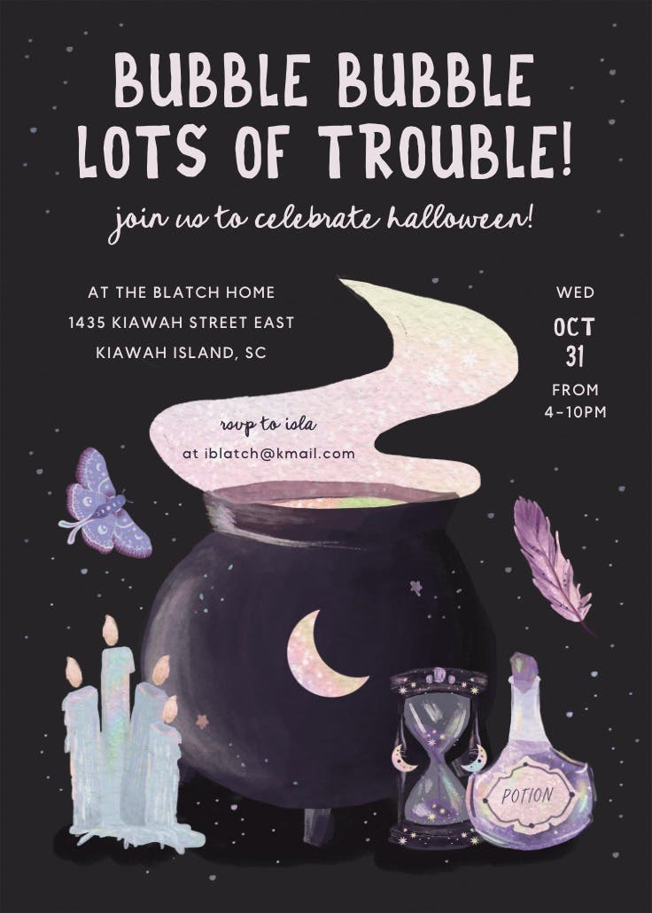Kooky cauldron - party invitation