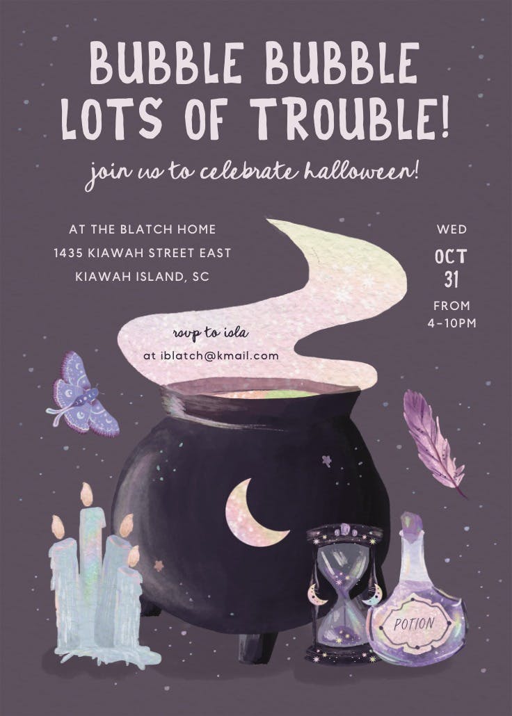 Kooky cauldron - party invitation