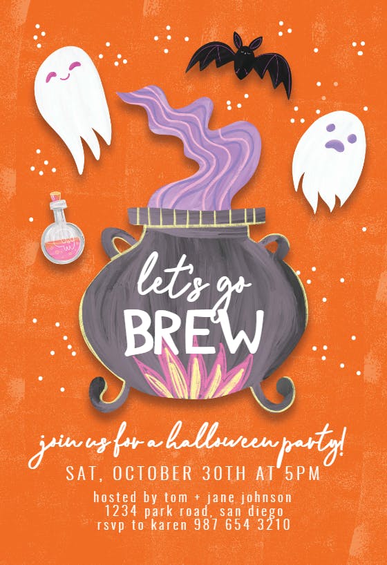 Lets go brew - Halloween Party Invitation Template | Greetings Island
