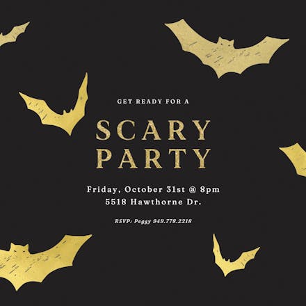 Malicious bats - halloween party invitation