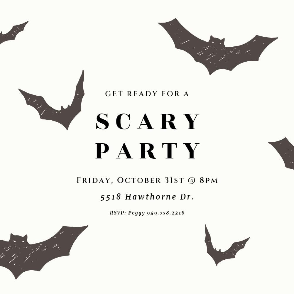 Malicious bats - halloween party invitation