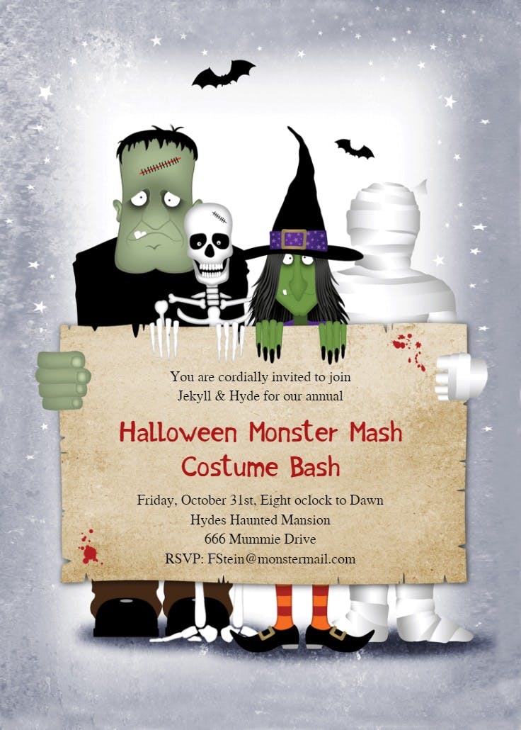 Monster masquerade - invitación de halloween