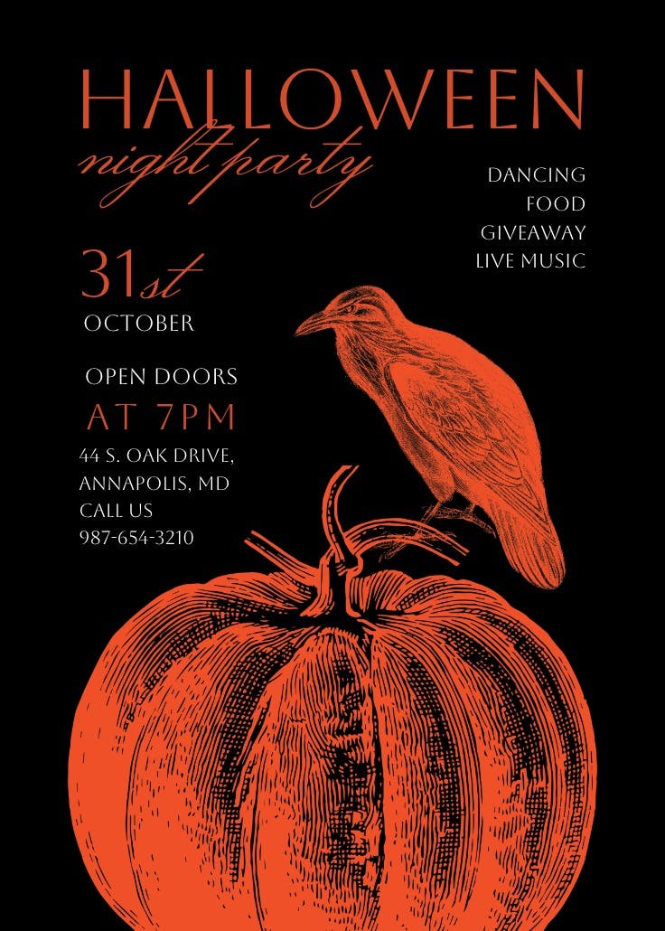 Night party - halloween party invitation